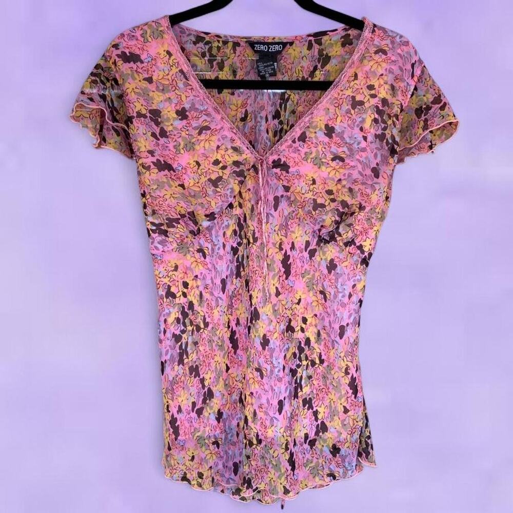 Y2k Zero Zero pink floral top